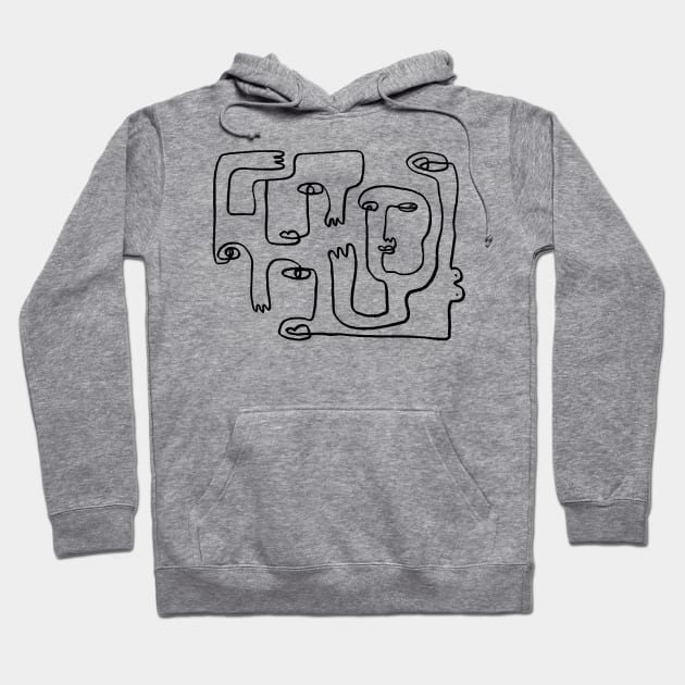 One line abstract faces Hoodie by foxeyedaisy